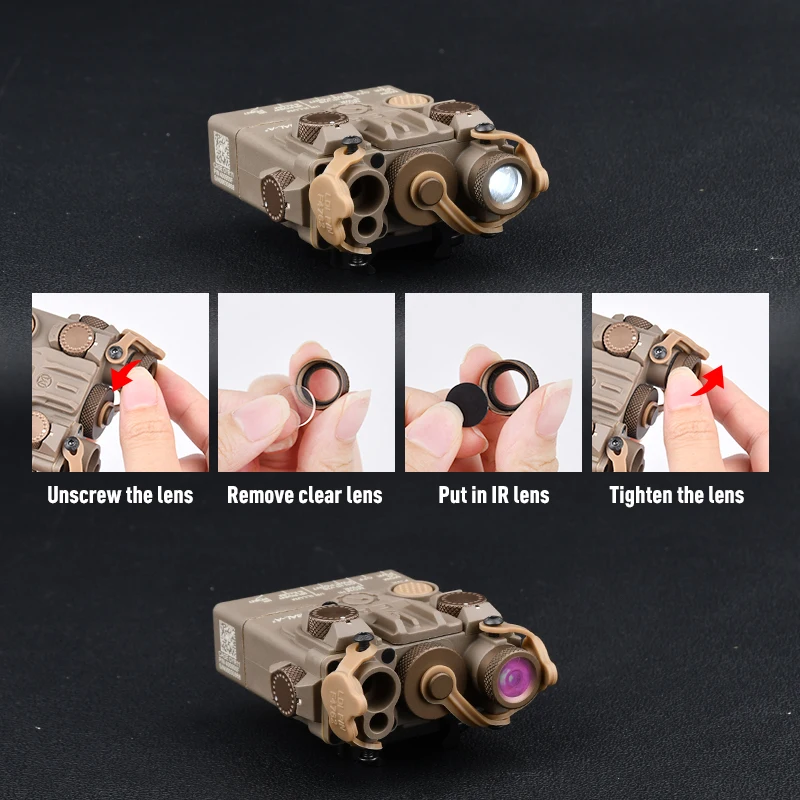 WADSN Airsoft Tactical DBAL A2 Laser Red dot Green Blue Indicator IR Lens LED White Light Strobe Hunting Weapon Flashlight