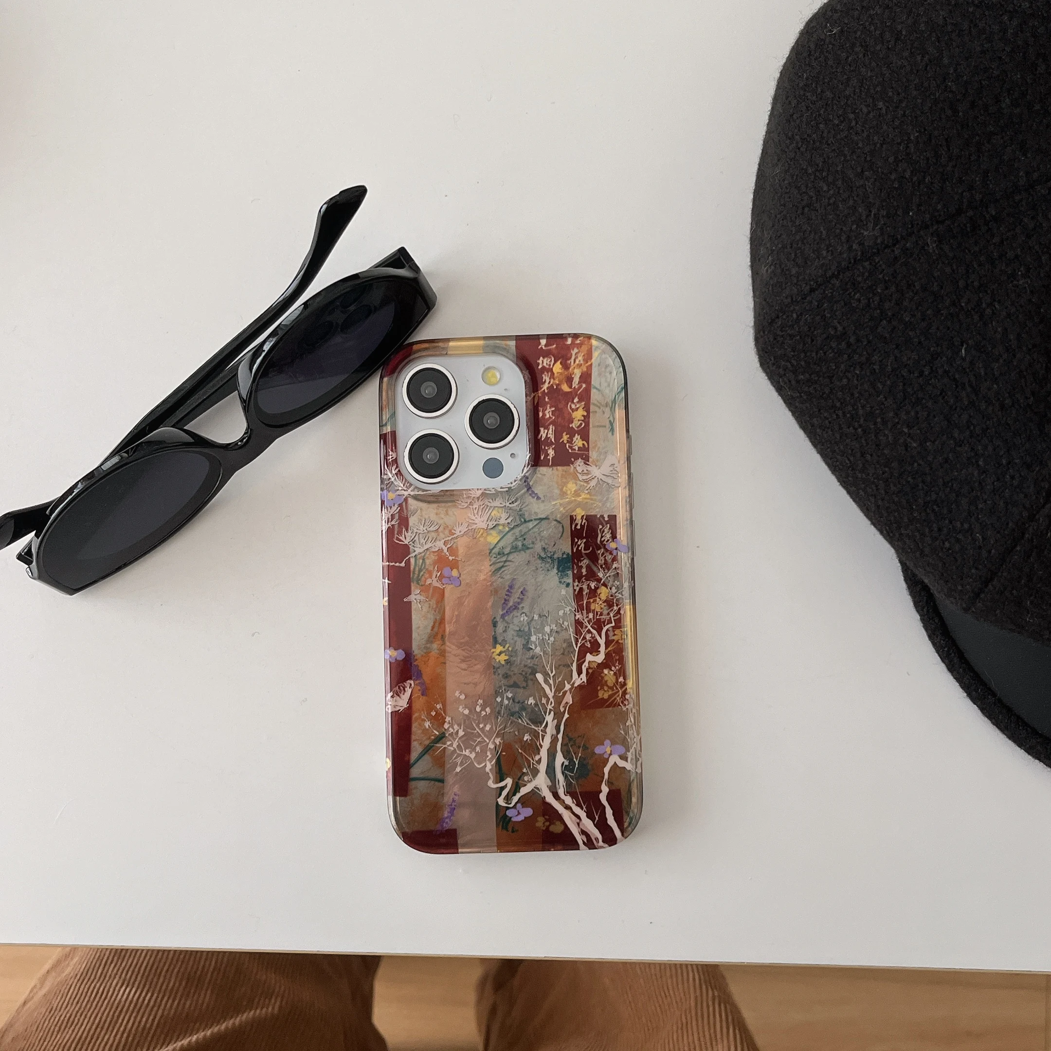 Photography Geometry - เคสโทรศัพท์ลายภาพวาดหมึกสีน้ำตาล ป้องกันการตกกระแทก สำหรับ iPhone 17, 16,