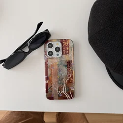 Brown Ink Painting Anti-fall IMD Phone Case for iPhone 17, 16, 15, 14, 13, Pro, Promax