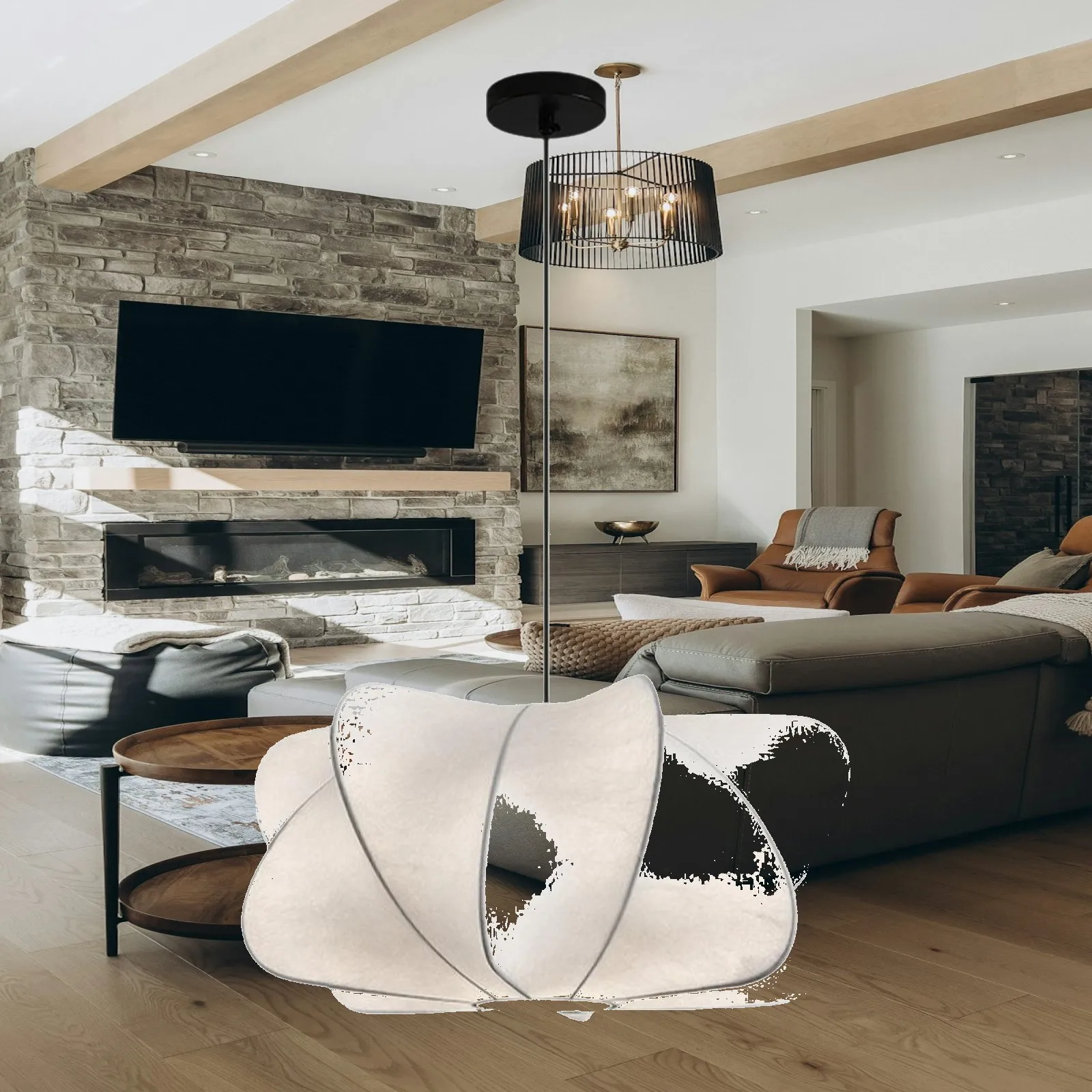 Adjustable Iron Chandelier with Three Color Modes Classic Ceiling Pendant Lamp for Kitchen Island Restaurant Bar