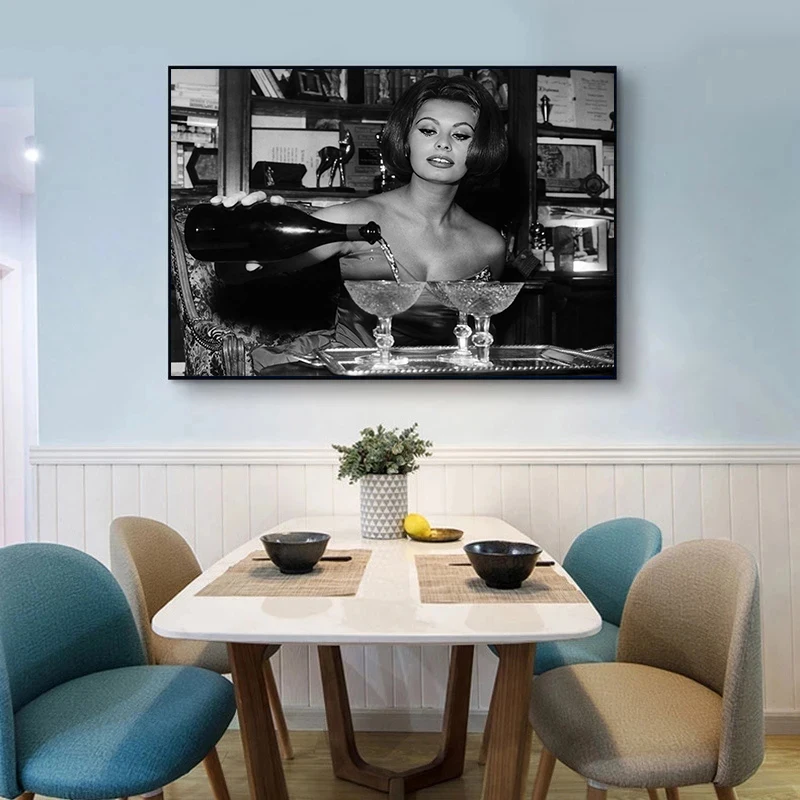 خمر ضرب الممثلة صوفيا لورين فيلم ستار موضة التصوير المشارك حائط لوح رسم صورة فنية ديكور المنزل الداخلي هدية
