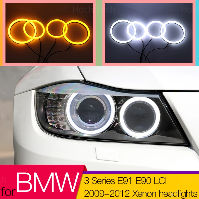 Switchback Cotton Light LED Angel Eye Dual Color For BMW 3 Series E91 E90 LCI 2009-2012 Xenon Headlights