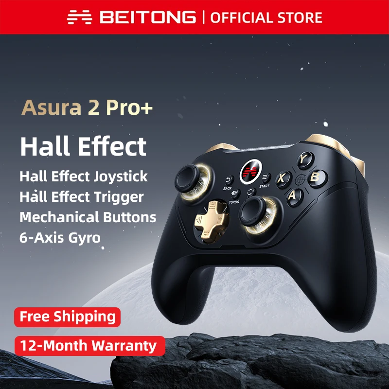 BEITONG Asura 2 Pro + وحدة تحكم ألعاب الفيديو هول تأثير عصا التحكم الزناد 6-محور مفاتيح اللمس للكمبيوتر/التبديل/iOS/أندرويد لوحة ألعاب لاسلكية