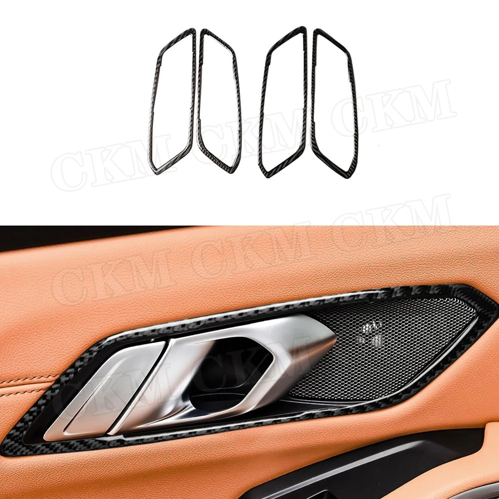 

Carbon Fiber Car Door inner Handles Bowl Trim Frame Cover Stickers For BMW G20 G28 2019 2020 Car Accessories