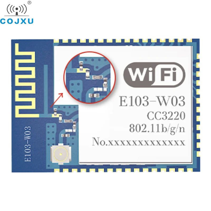 Wifi Module CC3220R Chip Serial to Wifi Module COJXU E103-W03 18dBm Support AT Command MQTT PCB Antenna SMD Small Size