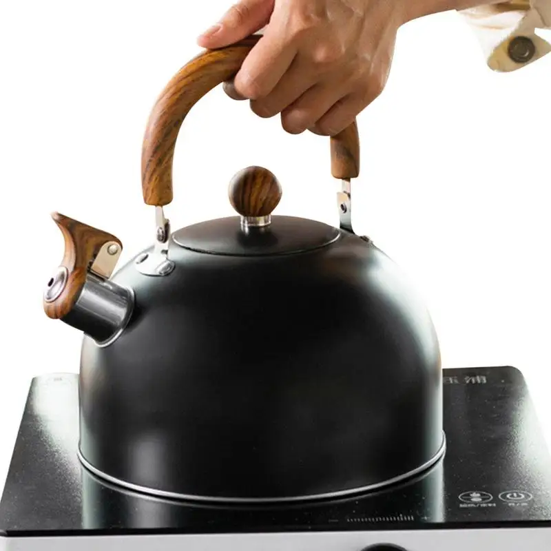 3L Whistling Stovetop Tea Kettle Stainless Steel Whistling Tea Kettle Stovetop For Hot Water Fast To Boil Cool Touch Folding