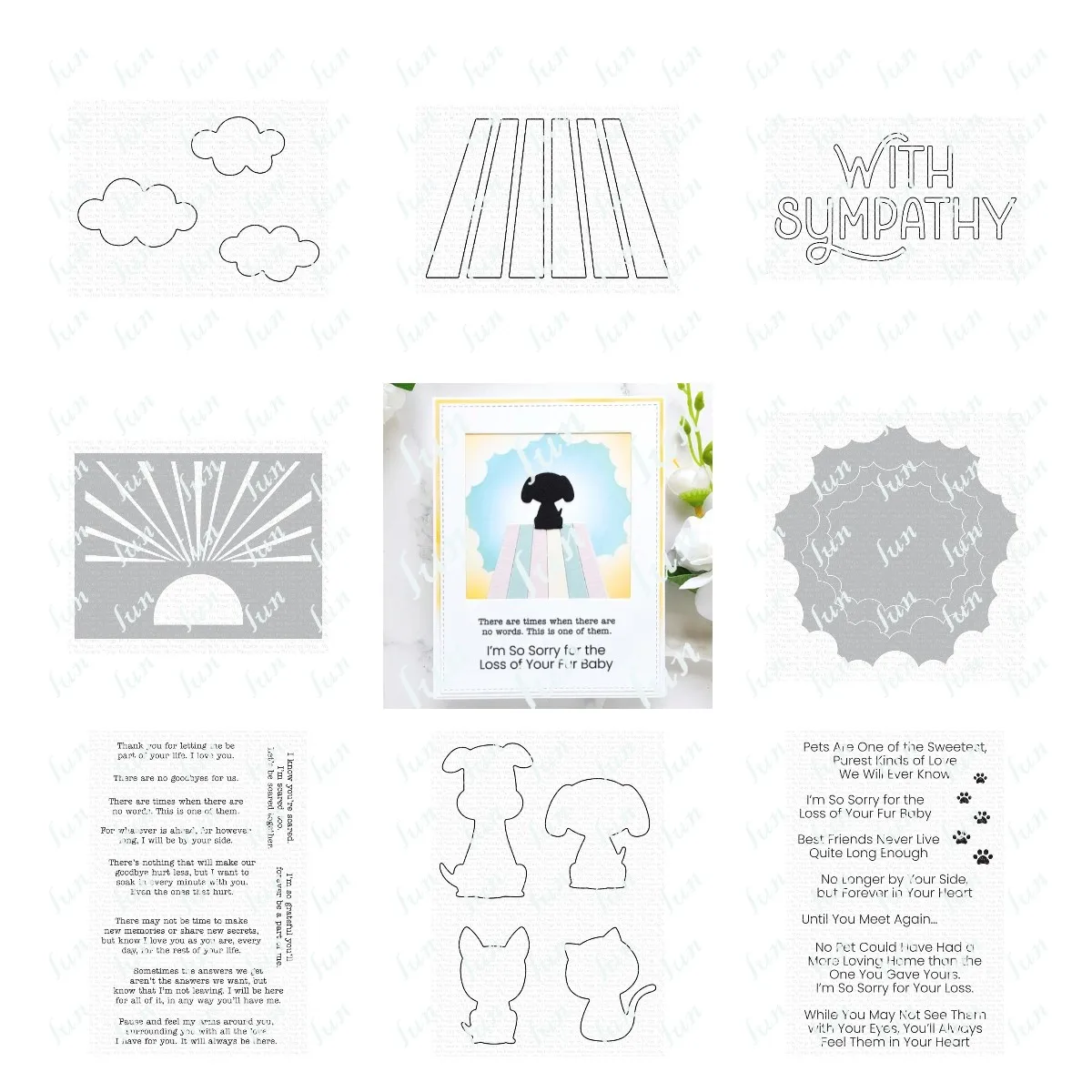 Rainbow Bridge Pet Clouds Glow 2022new Metal Cutting Dies Clear Stamps Stencil for Scrapbook Embossing Diy Paper Card Album Work