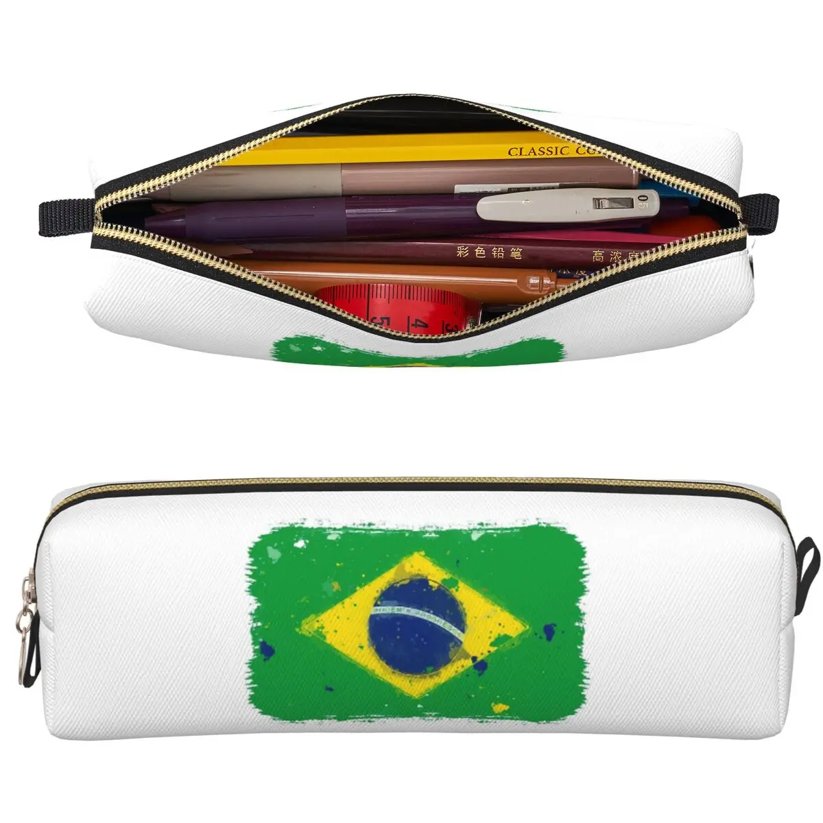 Federmäppchen mit Brasilien-Flagge, großes Fassungsvermögen, Stifttaschen, Stiftbox für Jungen und Mädchen, Schule, Büro, Stiftetui, Kosmetiktasche
