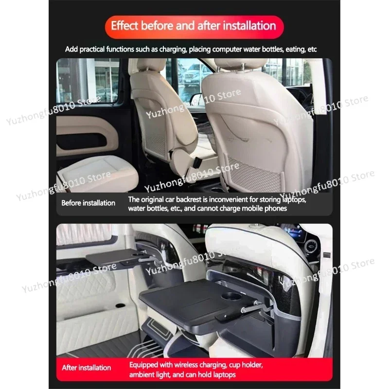 Car Seat Back Travel Portable Folding Table  For Mercedes Benz Vito And V-Class V260 V250 V220  Rear Backrest Small Table Panel