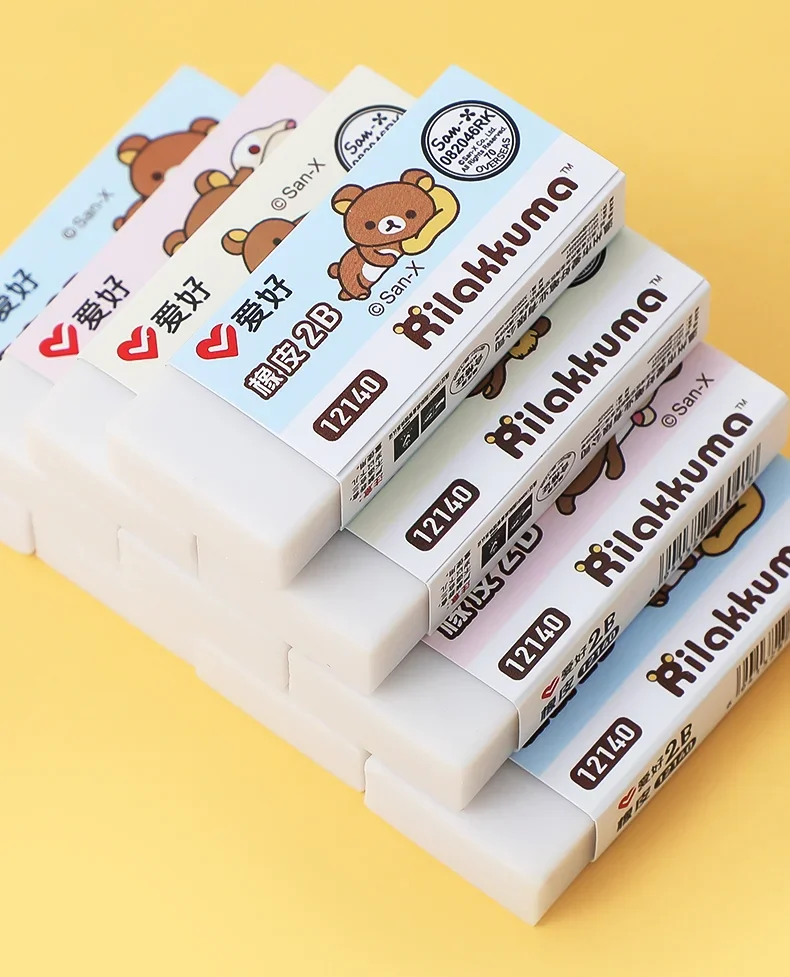 3pcs AIHAO 12140 Pencil Rilakkuma 2B Rubber Color Eraser Kawaii Correction Supplies School Office Stationery