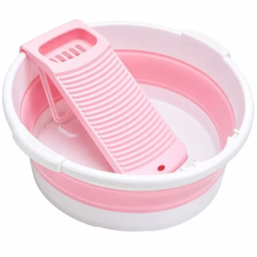 

Fold Washboard Basin for Hand Washing ClothesNon-Slip Washtub with Integrated Washboard for Hand Wash Laundry Household