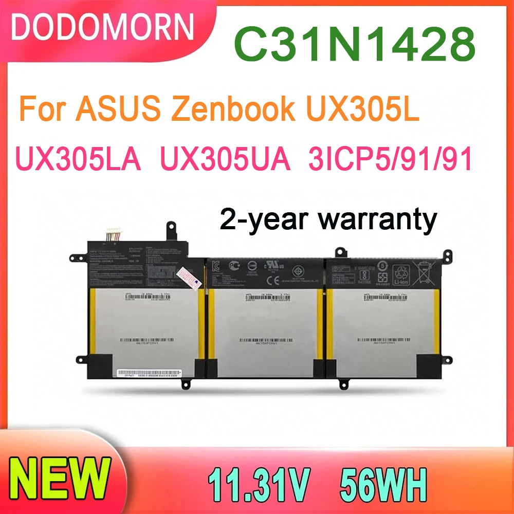 

DODOMORN C31N1428 3ICP5/91/91 Replace Parts Battery For ASUS Zenbook UX305L UX305LA UX305UA Series Laptop 11.31V High Quality