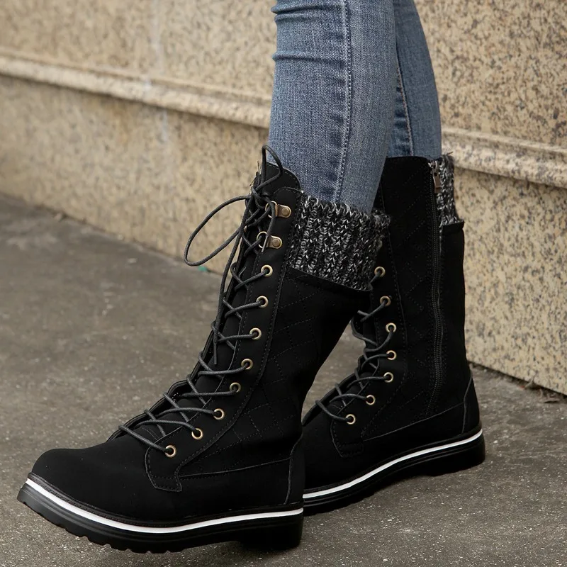 Winter New 2023 Women's Plush Mid Calf Platform Boots New Designer Warm Snow Boots Women's Lace Up Fashion Casual Boots