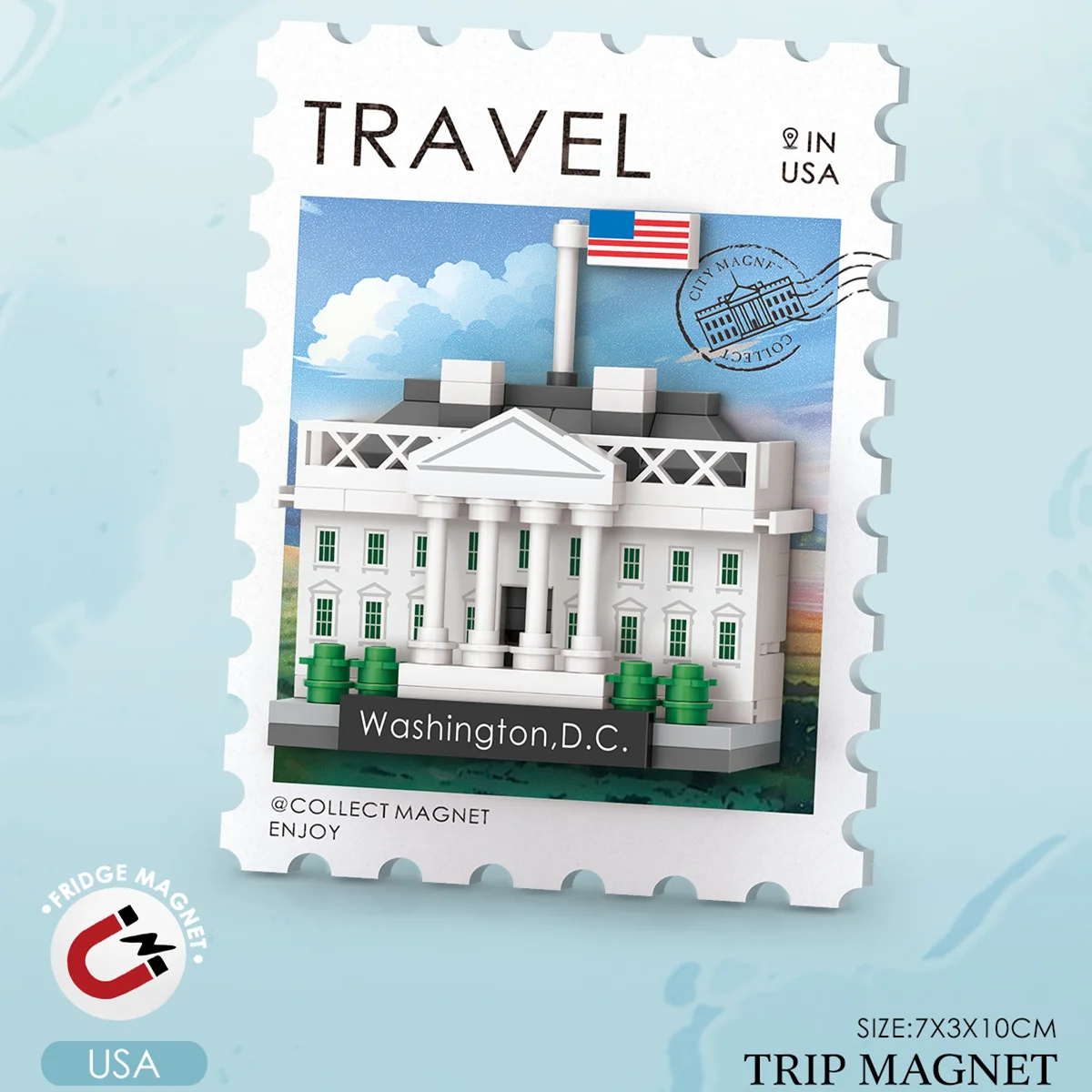 LOZ Refrigerator Magnetic Building Blocks Set Includes 12 City Postcards, Home Collectible, Perfect Gift for Travel Enthusiasts