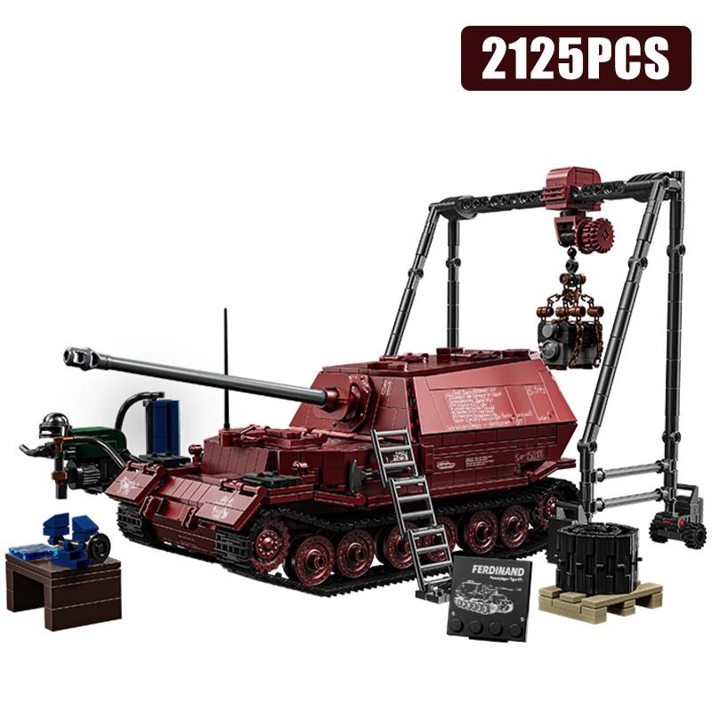 Technische 2125 Stuks WOII Duitsland Ferdinand Tankvernietiger Bouwstenen Militaire Jagdpanzer TIGER/P Zware Tank Steentjes Speelgoed Cadeaus