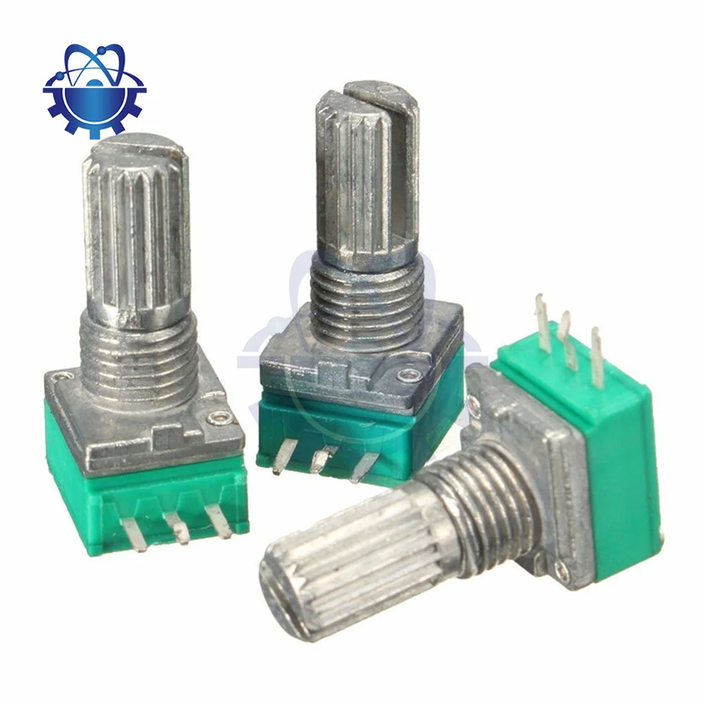 Potentiomètres à 3 broches 6mm Type B 5K 10K B20K B50K B100K B500K ohm, arbre rotatif moleté, 5 pièces