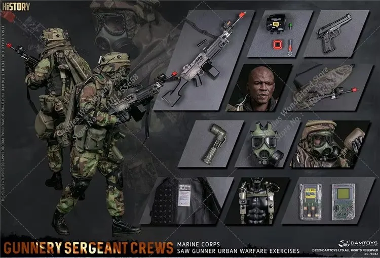 ミリタリー DAMTOYS MARINE CORPS GUNNERY SERGEANT DAMTOYS 78082 1/6 Scale US Navy The Gunnery Sergeant Crews Black
