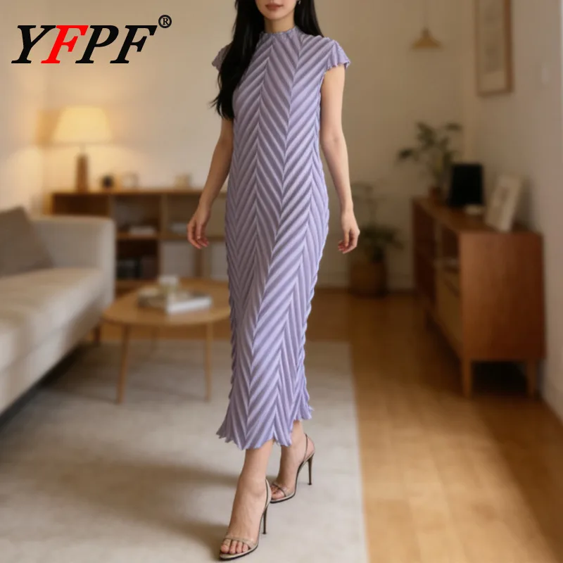 

Элегантное плиссированное женское платье YFPF в стиле Мияке, однотонное, без рукавов, с драпировкой, приталенное, для вечеринок, модное, весна-лето 2026, новинка