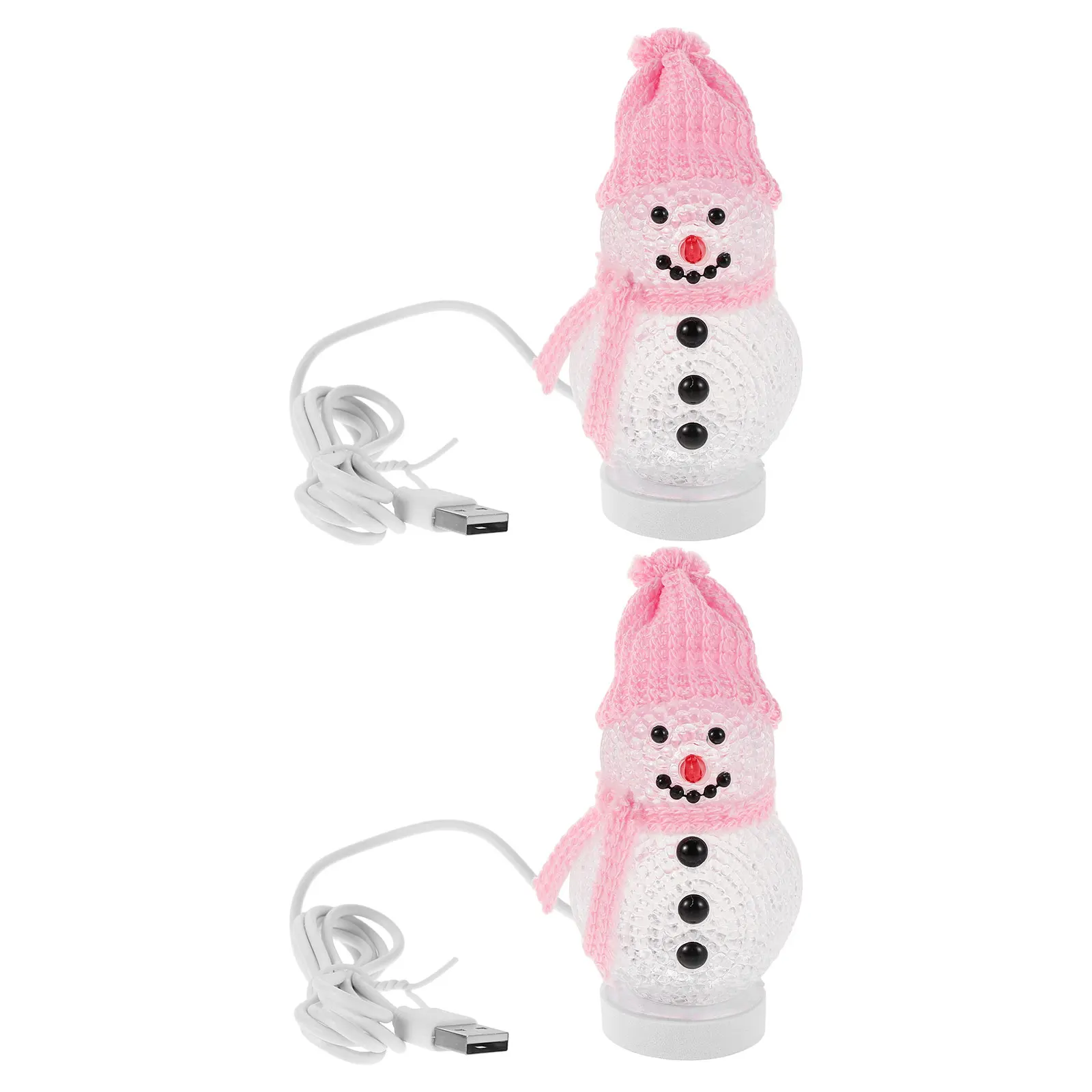 

2 Pcs Snowman Night Light Usb Lights Christmas Decorations Decorative Small up Led Lighting
