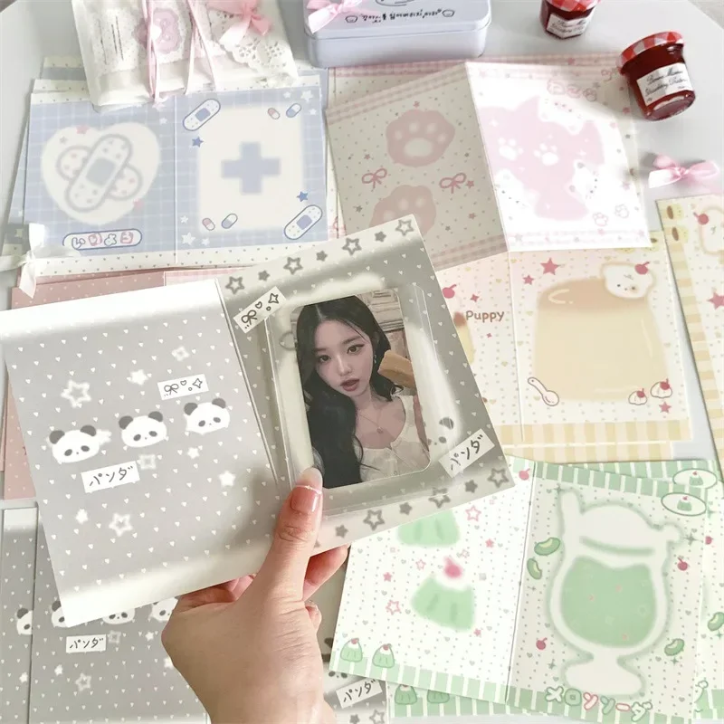 

10 шт. корейских мягких милых складных карточек INS для фото K-pop айдолов 3 дюйма, для декора и упаковки, картонные упаковочные карточки для девочек