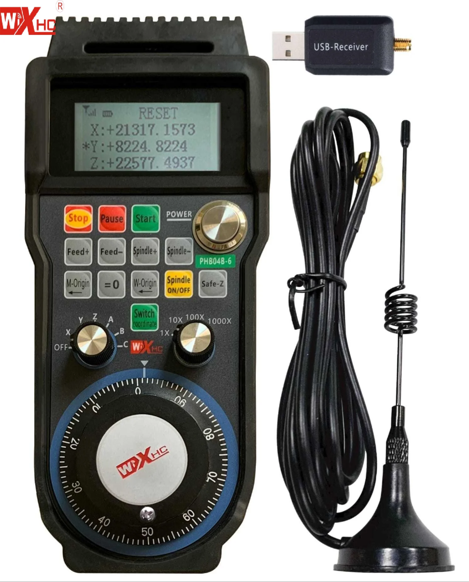 

Factory Sale XHC CNC Tool 4 Axis 6 Axis programmable Remote Controller with USB Receiver Linux CNC Mpg Handwheel Programmer DIY