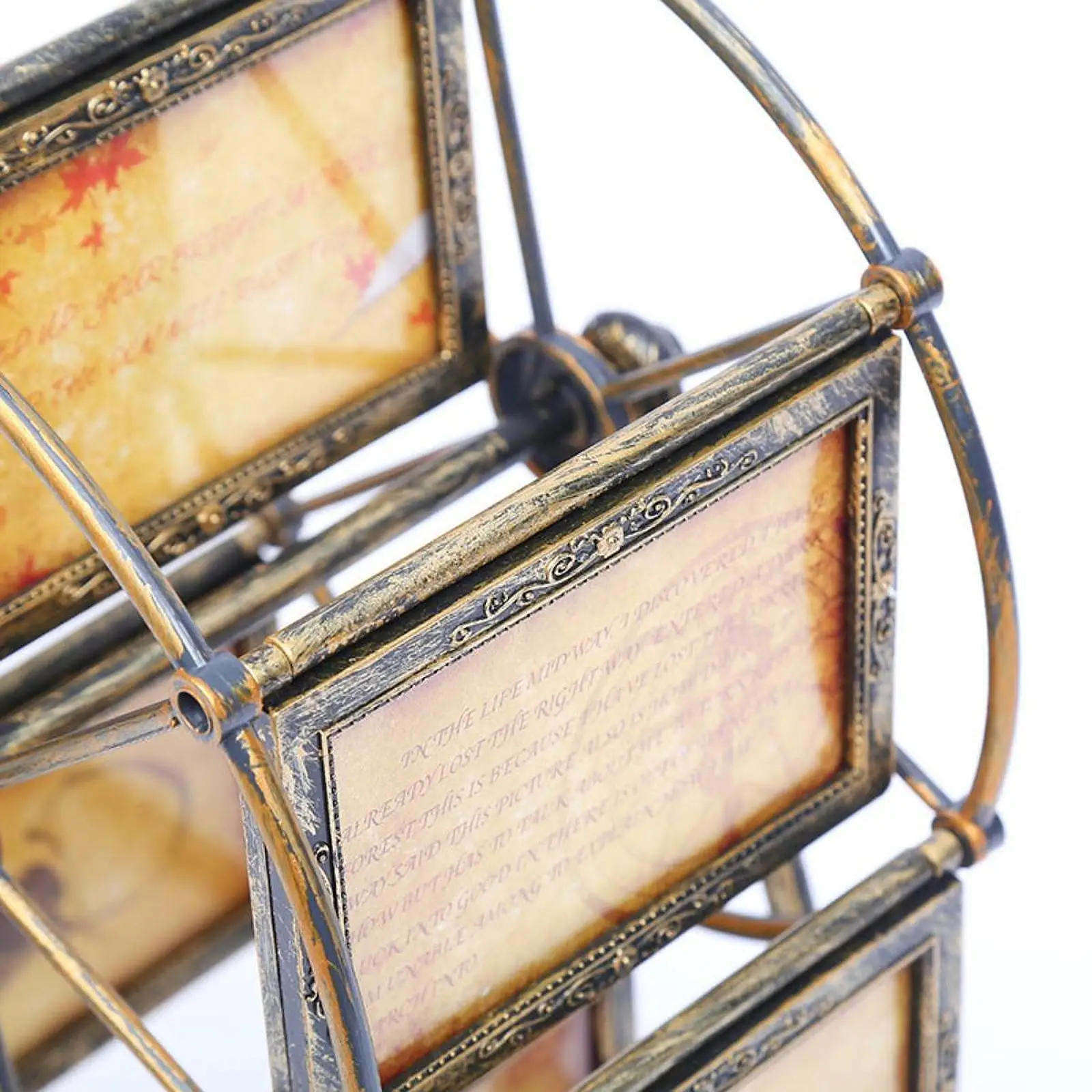 Vintage Rotating Picture Frame Unique Ferris Wheel Design for 12 Photos Decorative Table Ornament Home Office Display