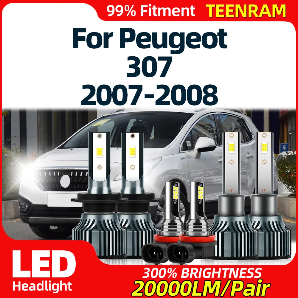 

360W High Power LED Headlight Bulbs 60000LM Auto Headlamps 6000K Plug and Play Fog Lamps 12V 24V For Peugeot 307 2007 2008
