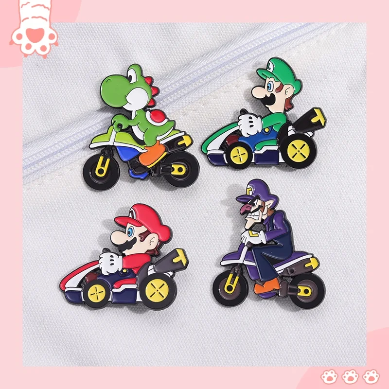 

Mario cartoon brooch perimeter commemorative versatile birthday gift metal beard shape motorcycle decor halloween anime pins