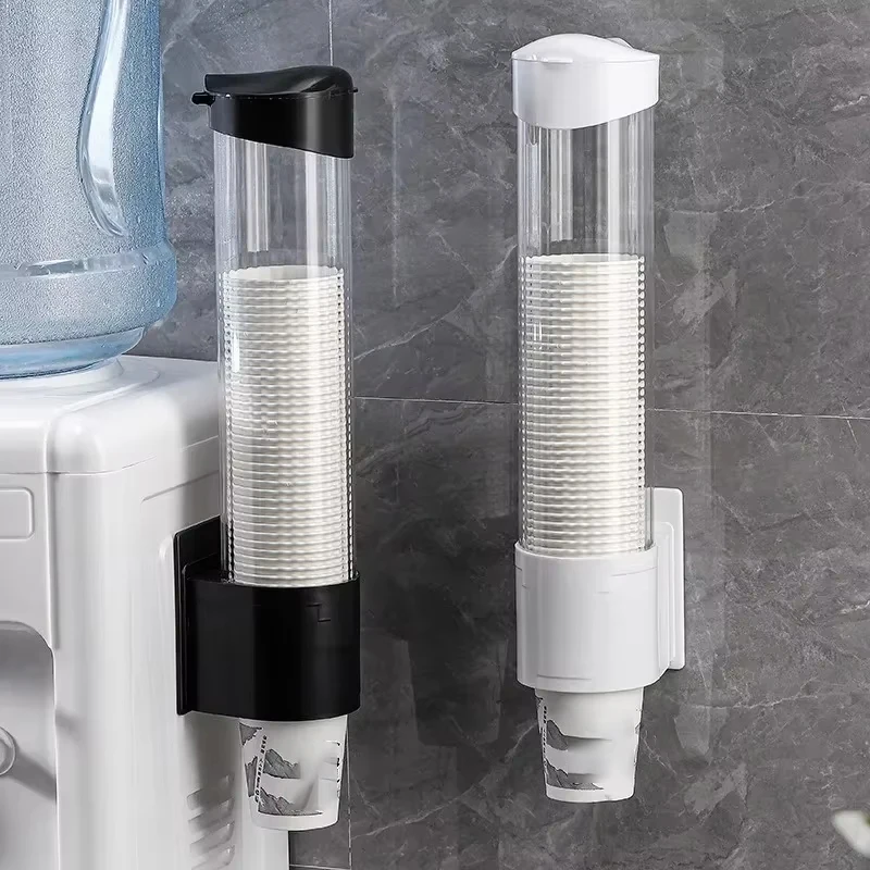 Disposable Paper Cups Dispenser Plastic Cup Holder For Water Dispenser Wall Mounted Automatic Cup Storage Rack Cups Container