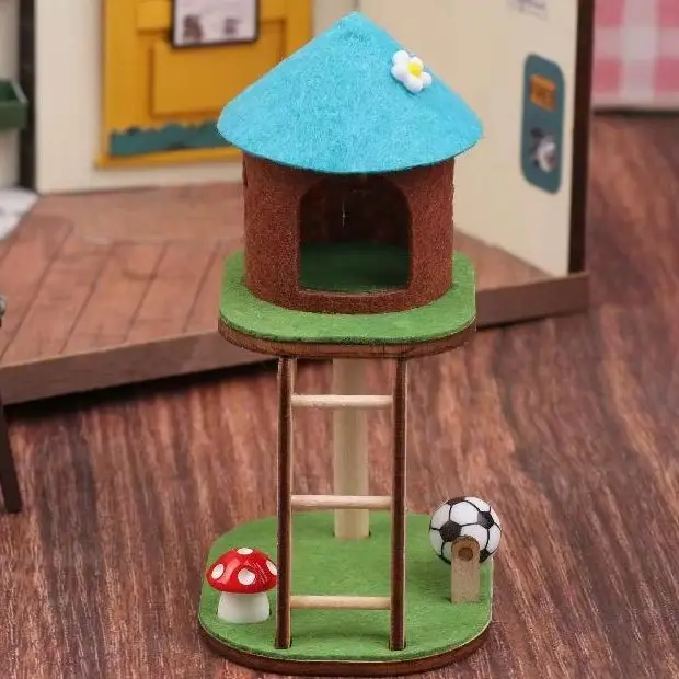 

Кукольный домик, мебель для гостиной, украшение, кукольный домик, декор с микросценой, милый мини-кукольный домик, рамка для лазанья с котом, модель кошачьей башни