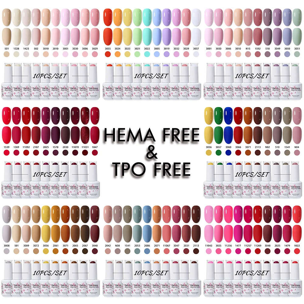 

Набор гель-лаков Clou Beaute, 10 шт., без TPO и HEMA, весенние цвета, УФ-гель для полуперманентного маникюра, высокопигментированный лак