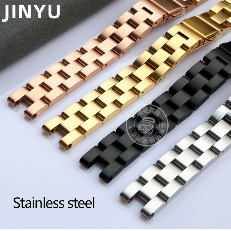 For Garmin Lily New Fashion Stainless Steel Sports Watchband Smart Watch Accessories Strap 14mm Women\'s Bracelet Rose Gold Black