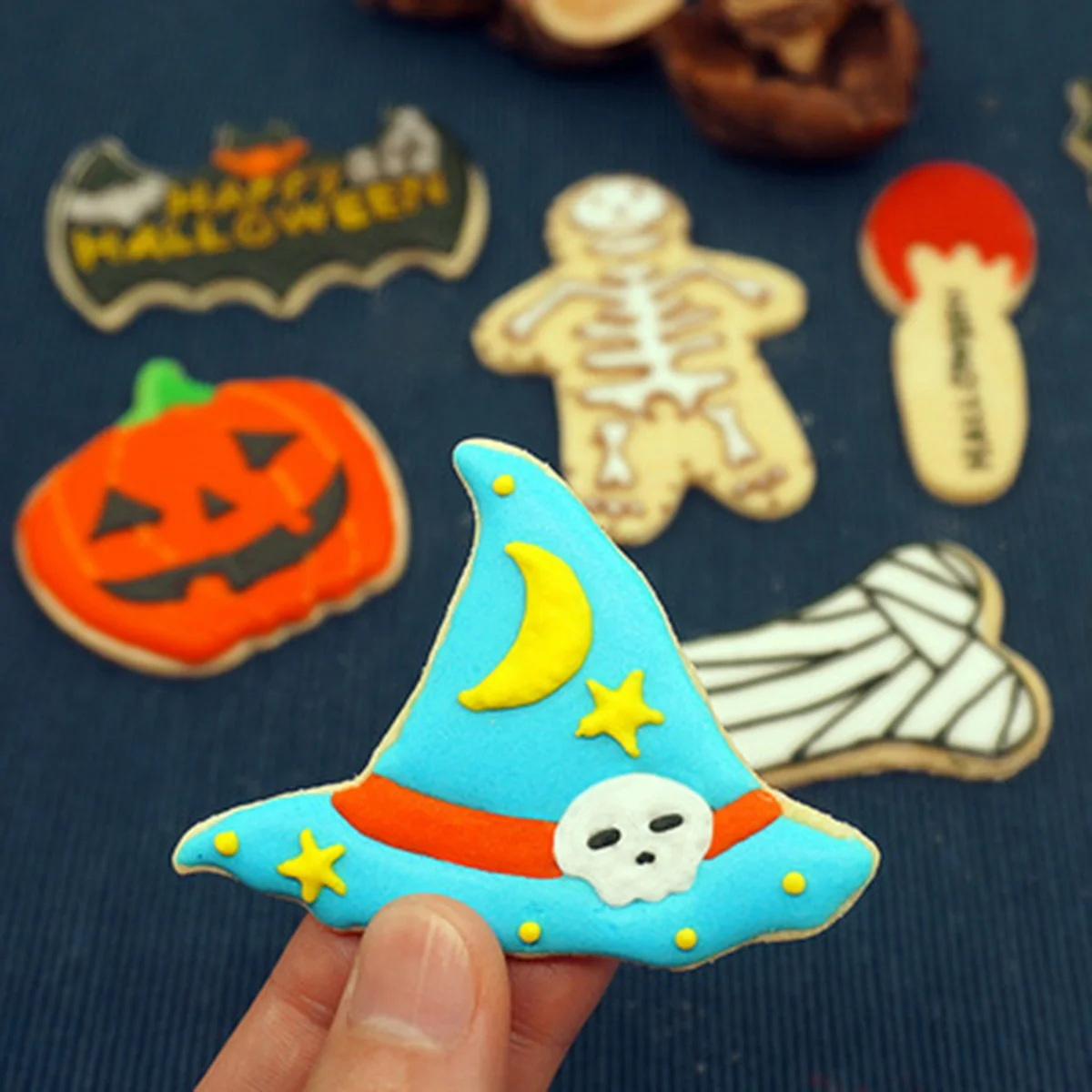 Cortador de galletas de acero inoxidable, herramienta para hornear, Fondant, murciélago de Halloween, calabaza, fantasma, decoración de pasteles, 10 unidades