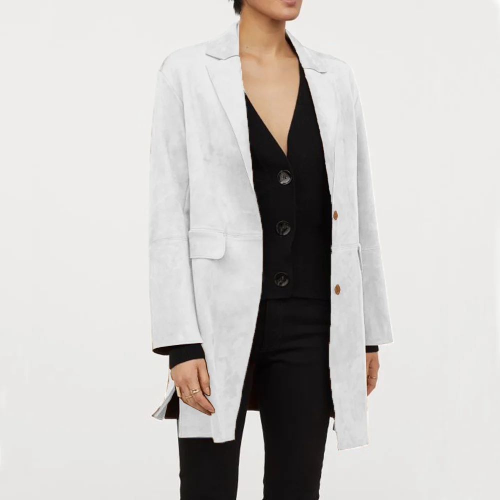 Women\'s Blazer Suede Single Breasted Elegant Casual Tailor Made to Order Top for Women Blazers 2024 Woman Outerwears Coat