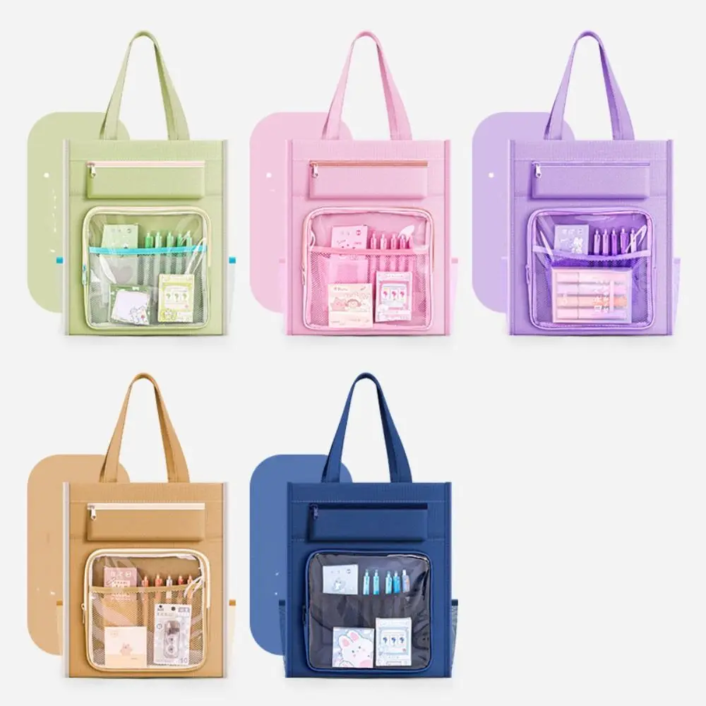 

Multifunctional Hand Book Bag Transparent Pain Layer Double Student Handbag Portable School Bag Large Capacity Cram School Bag