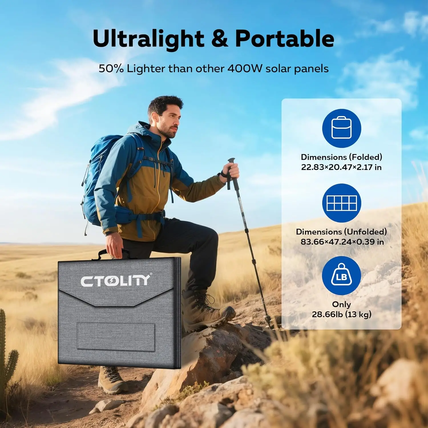 Pannello solare pieghevole personalizzabile da 400 W - Caricatore da pannello solare portatile per camper da campeggio fuori rete