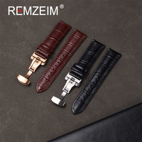 Embossed Leather Strap with Butterfly Clasp Replacement Men Watch Band 18mm 20mm 22mm 24mm Bracelet Watch Accessories