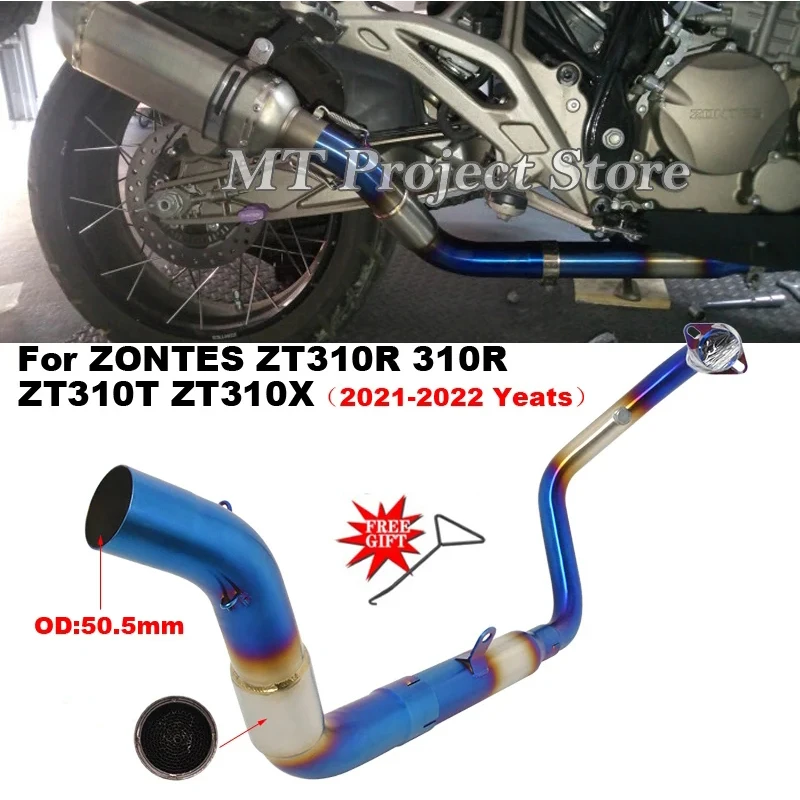 

For ZONTES ZT310R 310R ZT310T ZT310X ZT310 2021 2022 Motorcycle Exhaust System Escape Front Link Pipe Connecting 51mm Muffler