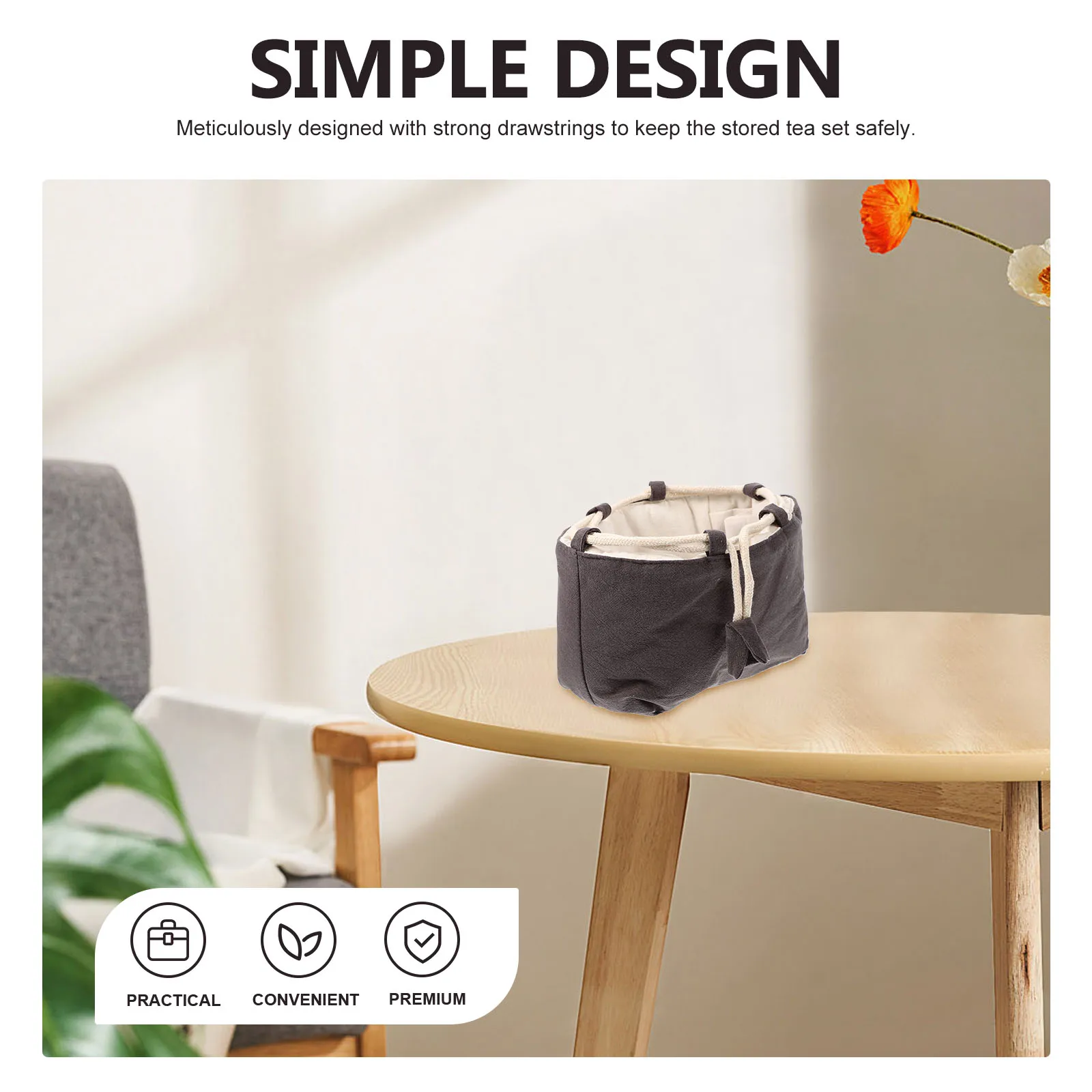 

Portable Tea Storage Bag Teapot Bag Drawstring Travel Teacup Pouch Cotton Lightweight Multi-function Container