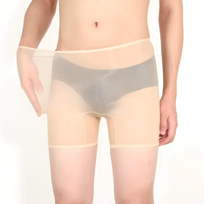 Bóxer transparente para hombre, ropa interior Sexy, brillante, transparente, ultrafina, sedosa