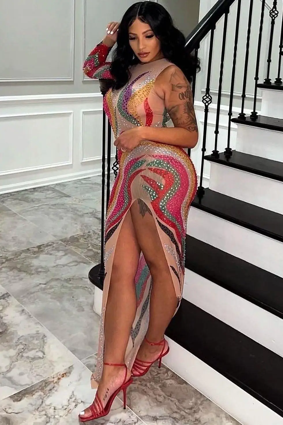 فستان إيما ديامانتي متعدد الألوان