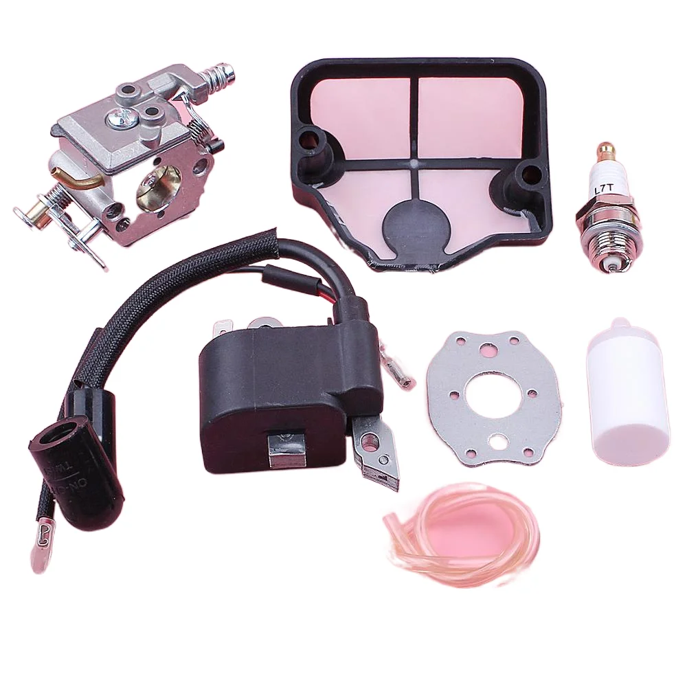 المكربن ملف الإشعال ل Husqvarna 136 137 141 142 الهواء مرشح الوقود خط خرطوم طوقا شرارة التوصيل بالمنشار استبدال جزء #1