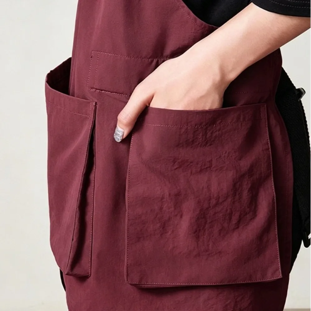 New Polyester Catering Apron Unisex Multiple Pockets Painting Apron Stain-resistant Waterproof Workwear Cloth Kitchen Use