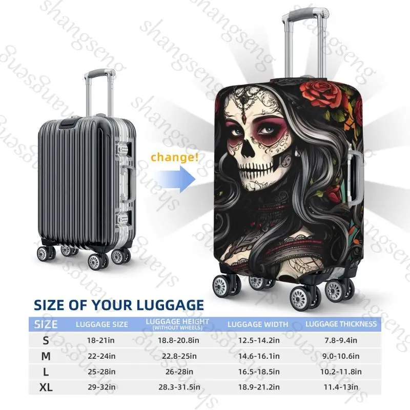 Sugar skull tattoo Thicken Luggage Cover Elasticity Trolley dust cover Suitcase Protection Cover For 18-32 in Suitcase Case