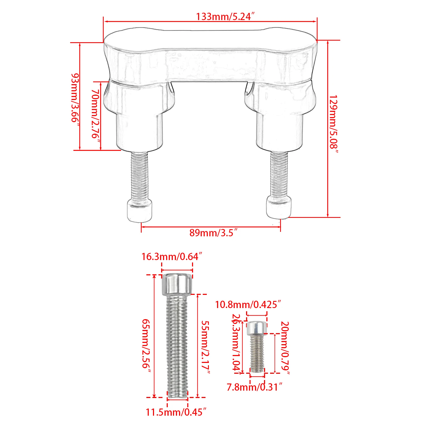 3" Rise Handlebar Risers 1.25" Top Clamp for Harley Davidson Softail Breakout Fat Boy Road Glide Touring 2000-2026