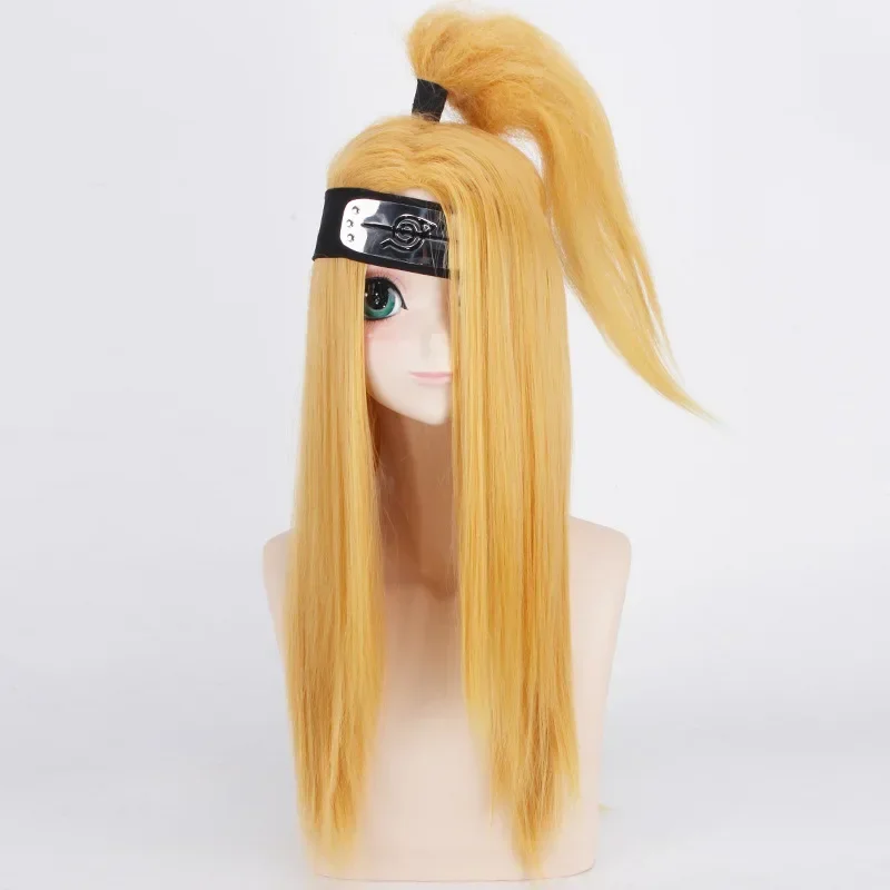Akactuki Cosplay wigs Deidara Golden Synthetic Hair With Headwear + Wig