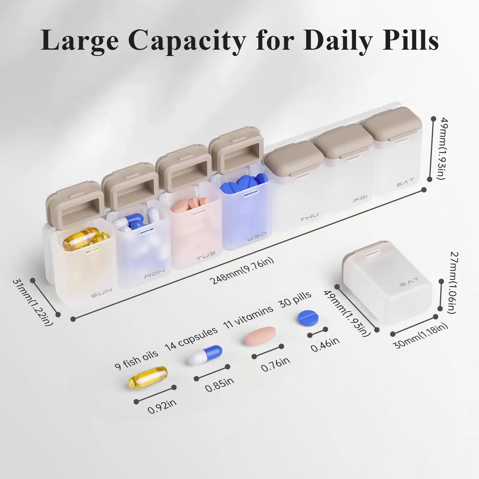 

Light-Proof Weekly Pill Box | Daily Single Compartment Magnetic Medicine Organizer