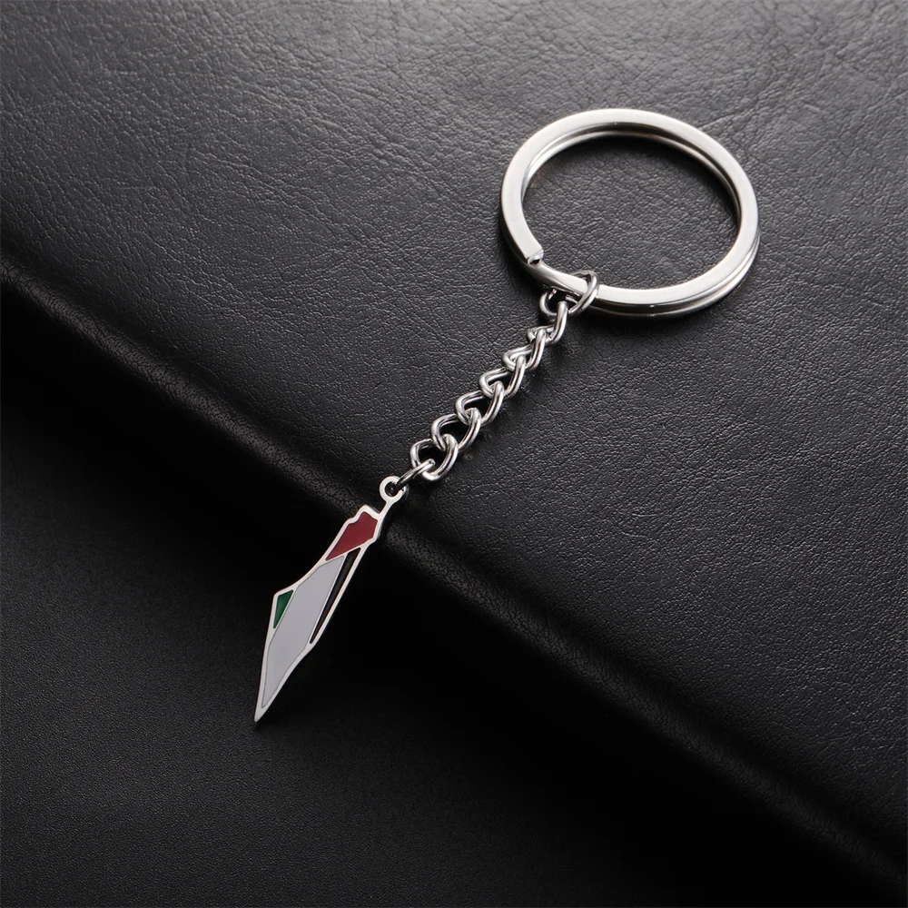 Jeshayuan Palestine Map Pendant Keychain Stainless Steel Country Map Car Key Ring  for Women Men Jewelry Accessories