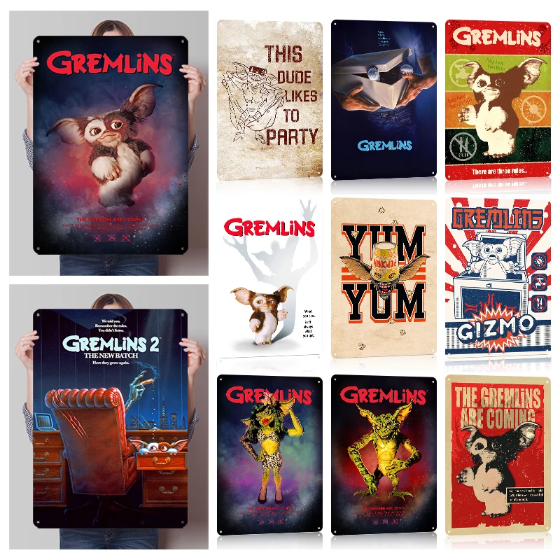 Gremlins Printed Posters Customizable Wall Art Vintage Retro Metal Tin Sign for Man Cave Office Decor Bedroom Decoration Gaming