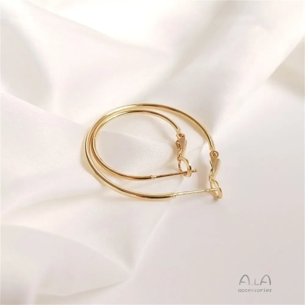 Ala 14K Gold-Color Earrings with Elastic Buckle Earrings Copper Plated Real Gold Earrings DIY Handmade Versatile Earrings E017
